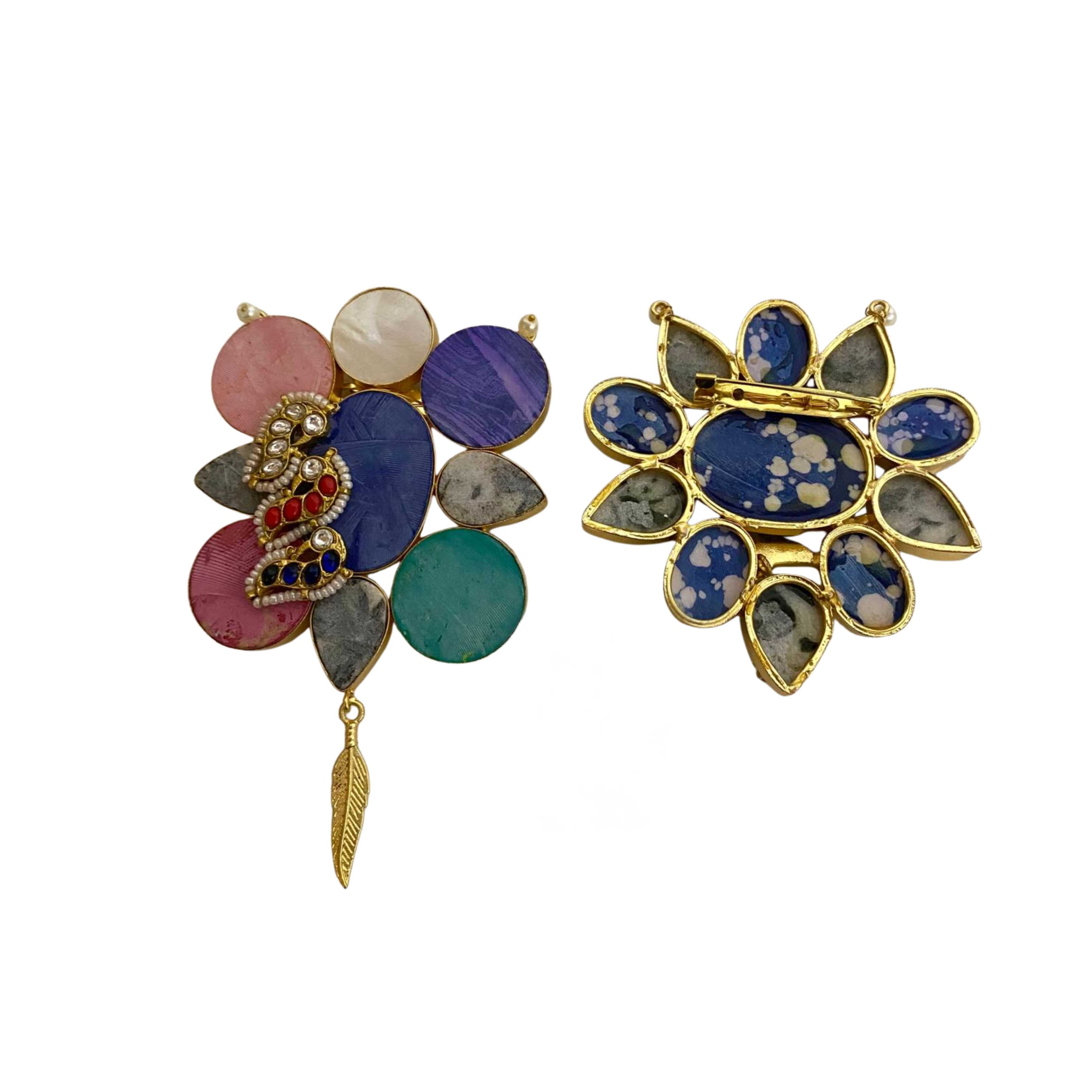9rock The Lumina Kundan Gender Neutral Brooch - kundan Jewellery