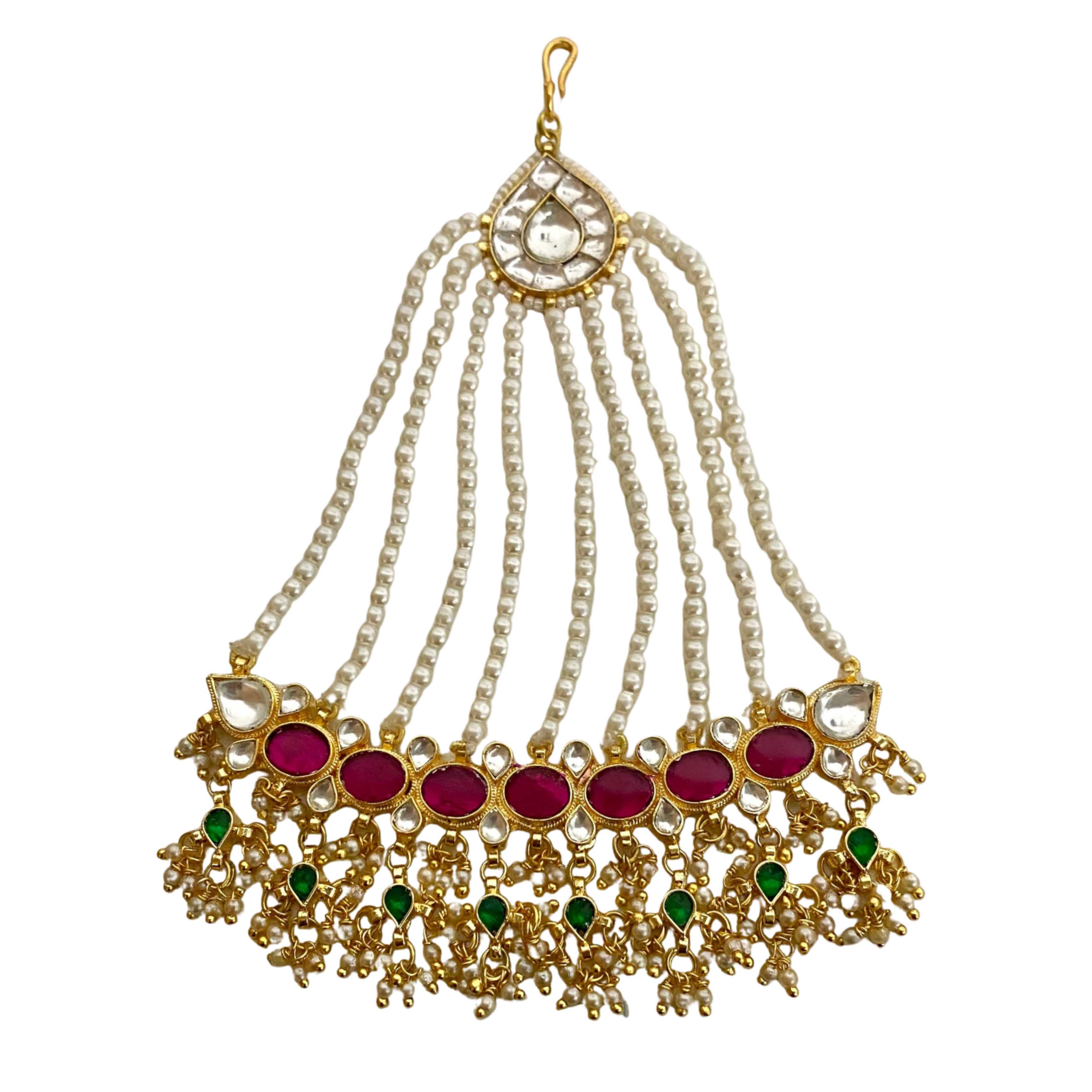 9rock The Royal Ruby Pearl Pasa - kundan Jewellery