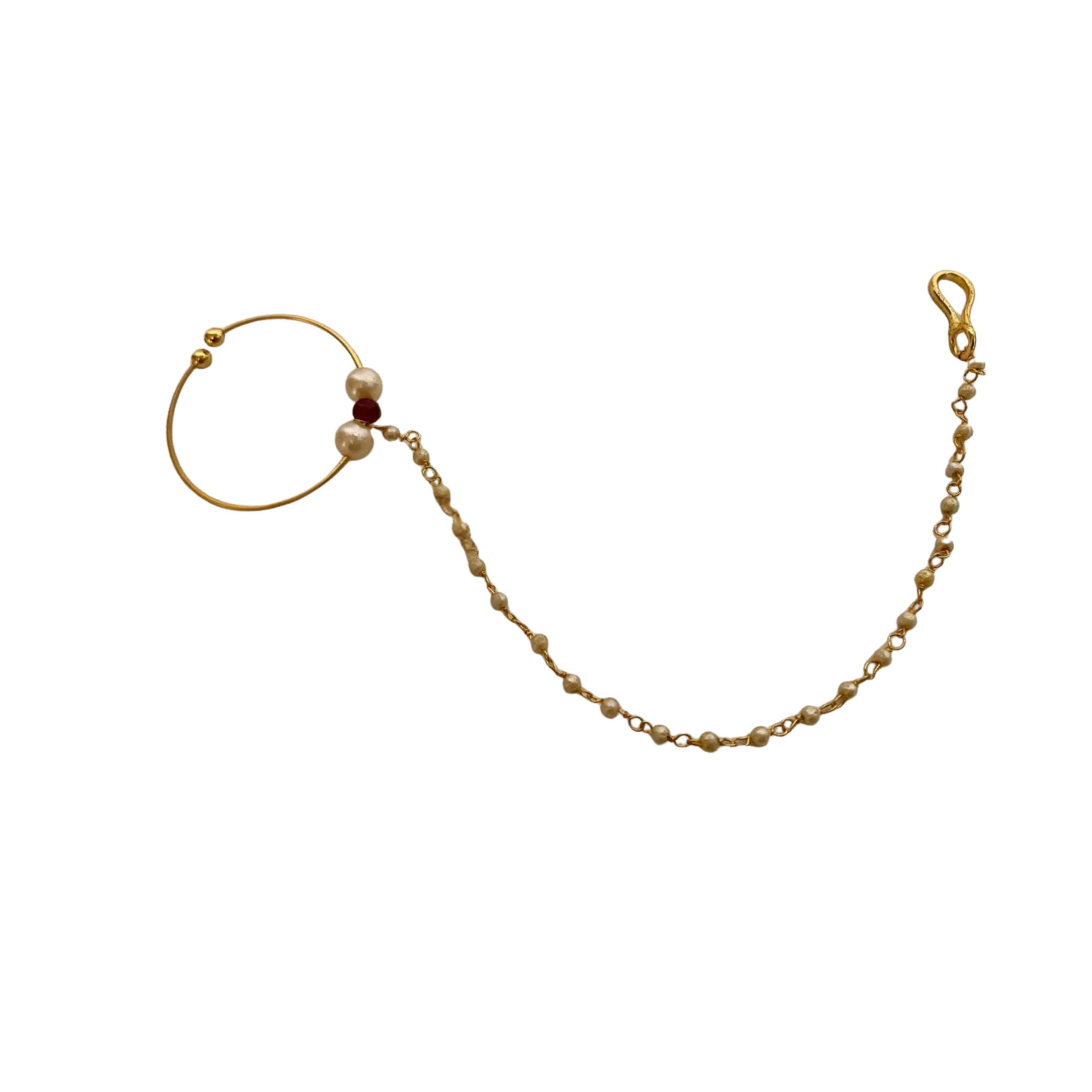 9rock The Golden Pearl Choker Nose Accessory - kundan Jewellery