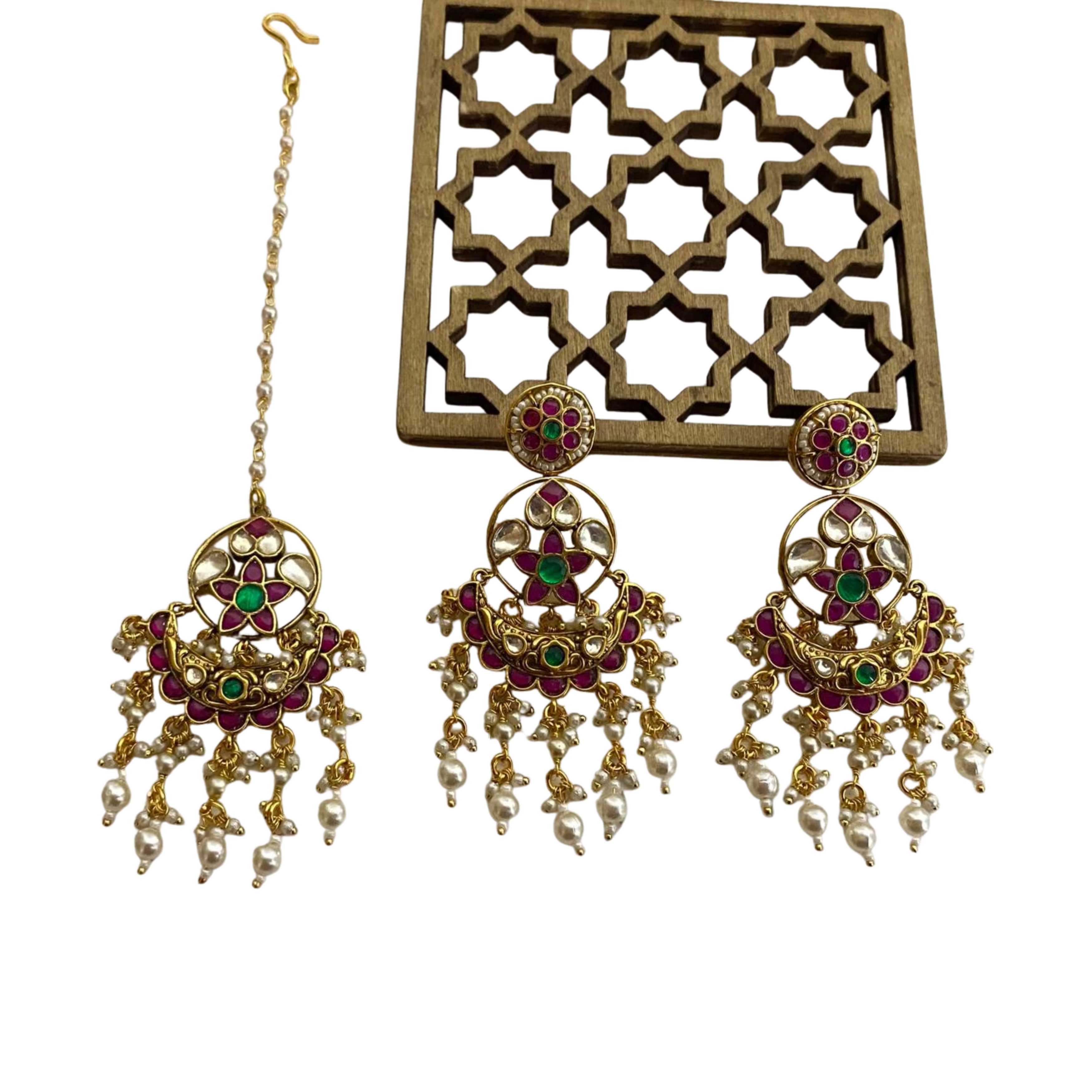 9rock The Emerald Kundan Tika Set - kundan Jewellery